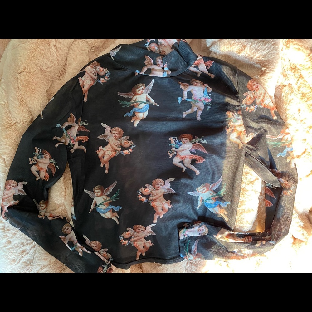 Angel Mesh Fishnet Crop Top